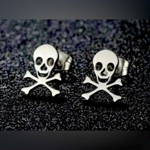 ☠️ Stainless Steel Skull Stud Earrings NWT